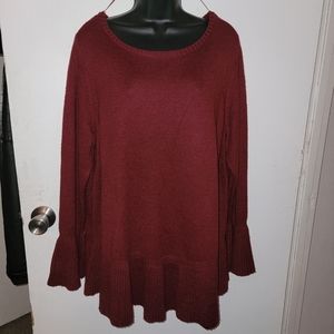 New Style & co burgundy sweater with bell sleeves And hem. size 2x